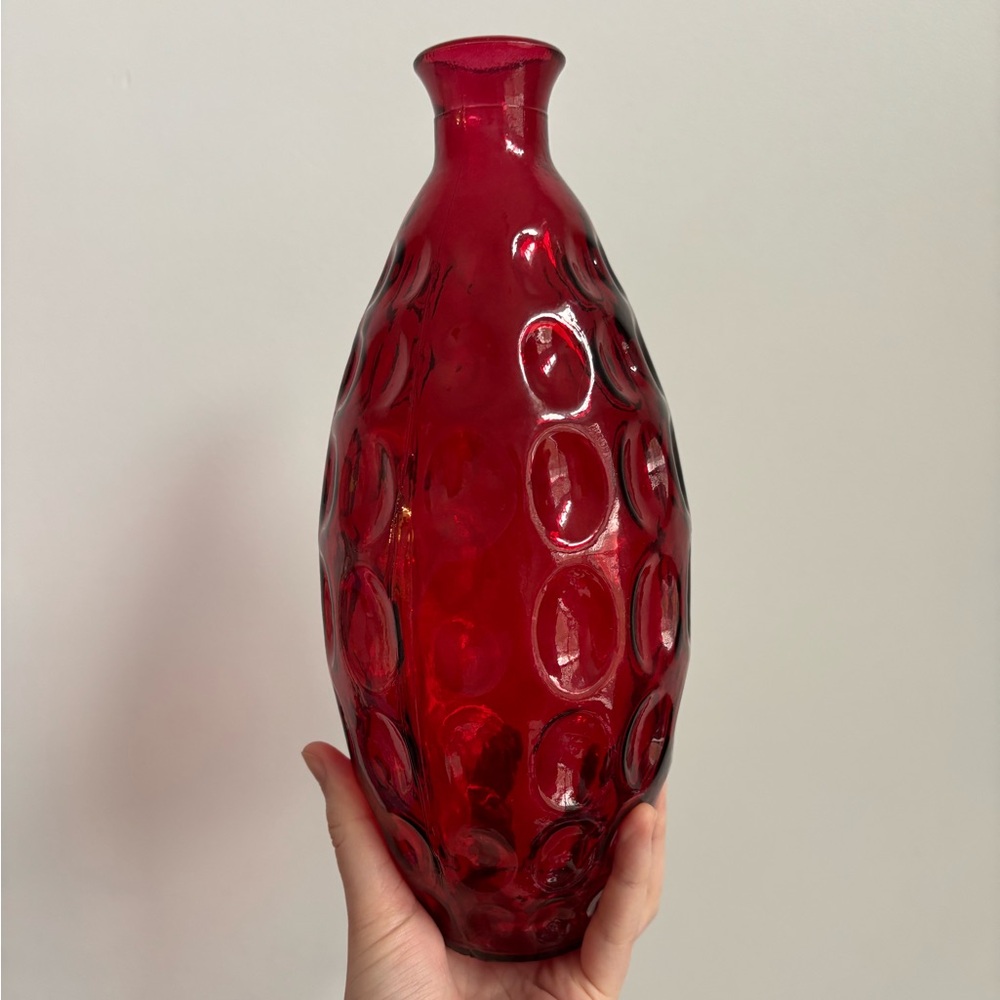 Red Textured Glass Vase
